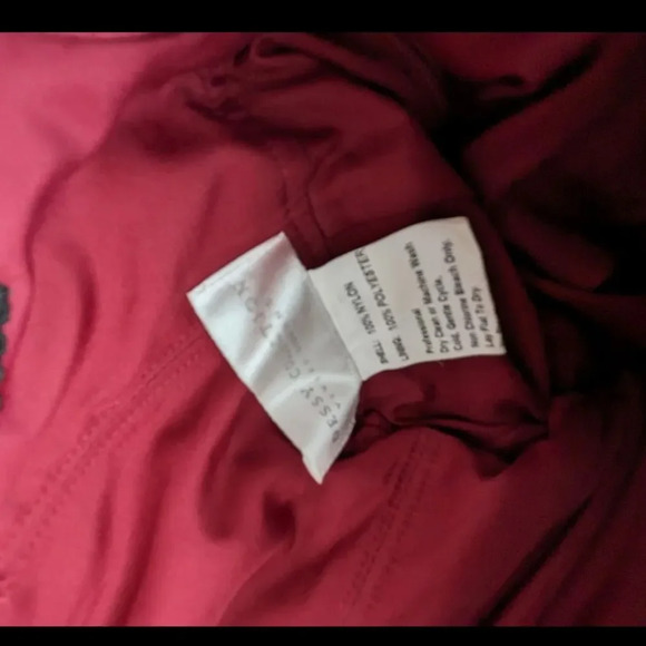 Dessy Collection Vivian Lace Long Sleeve Gown in Cabernet Size 2R - Picture 5 of 7